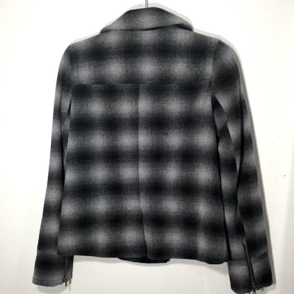 Gap Black & White Plaid Peacoat Classic Checkered Double-Breasted Jacket - XS - Picture 5 of 6